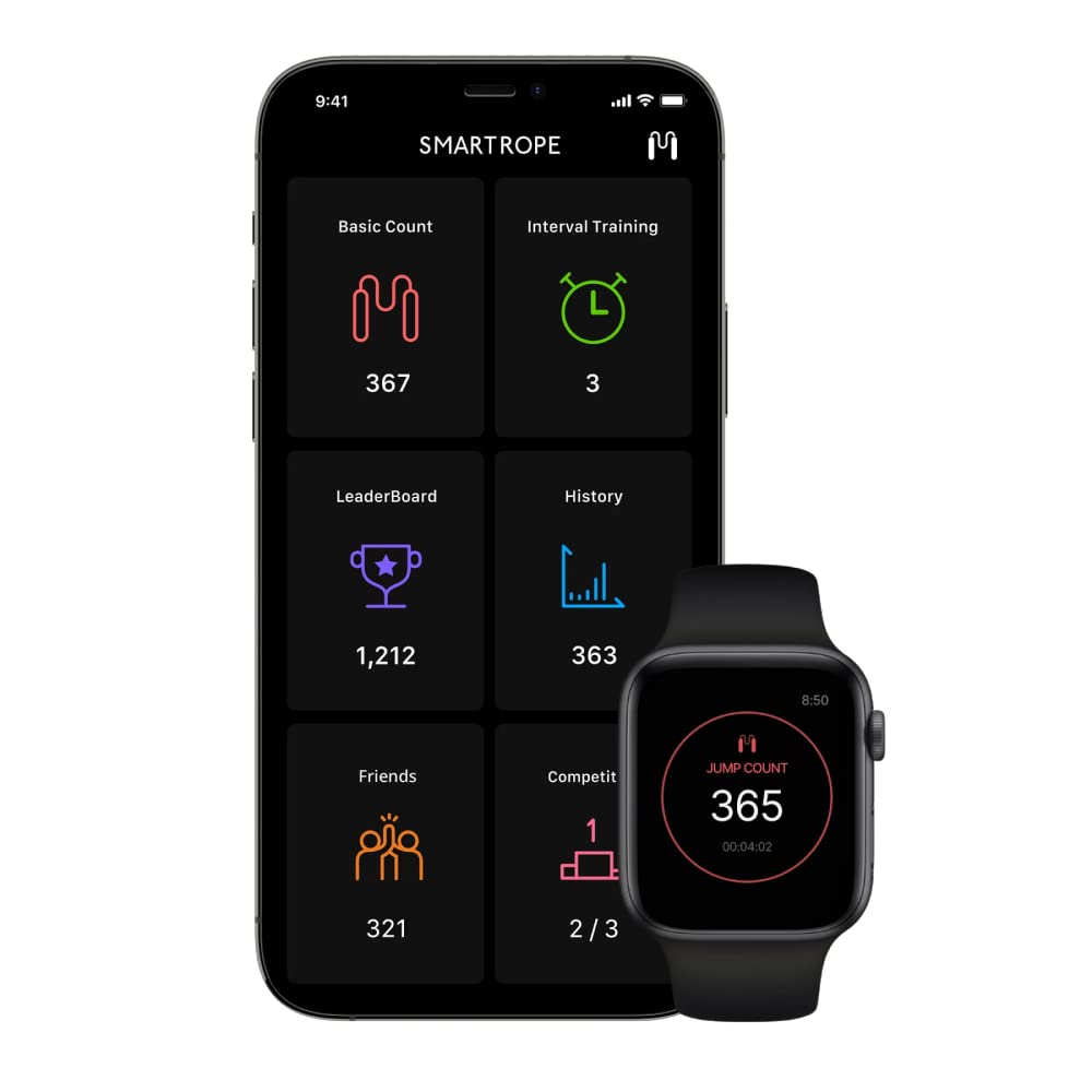 Tangram LED Smart Rope Jump Rope - 23 LEDs built into the rope - See your workout data in the air