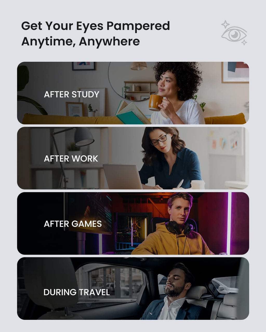 RENPHO Masajeador de ojos con control remoto y calor,Compresión de aire masajear ojos recargable para aliviar la tensión ocular Círculos oscuros Bolsas de ojos Mejorar el sueño regalo dia de la madre