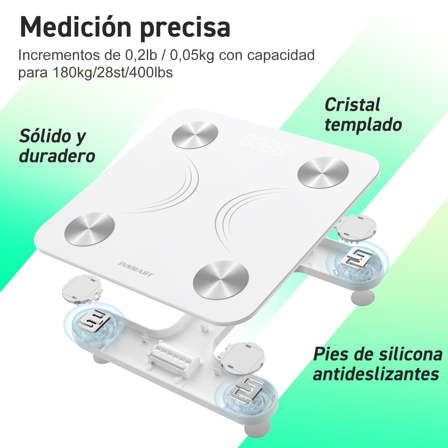 Bluetooth Body Fat Scale, INSMART Digital Bathroom Scale with Smart App, 13 Body Composition Monitors, for Android and iOS, 180 kg Black