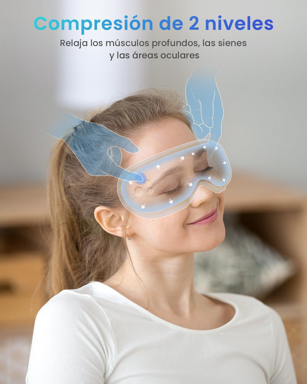 RENPHO Masajeador de ojos con control remoto y calor,Compresión de aire masajear ojos recargable para aliviar la tensión ocular Círculos oscuros Bolsas de ojos Mejorar el sueño regalo dia de la madre