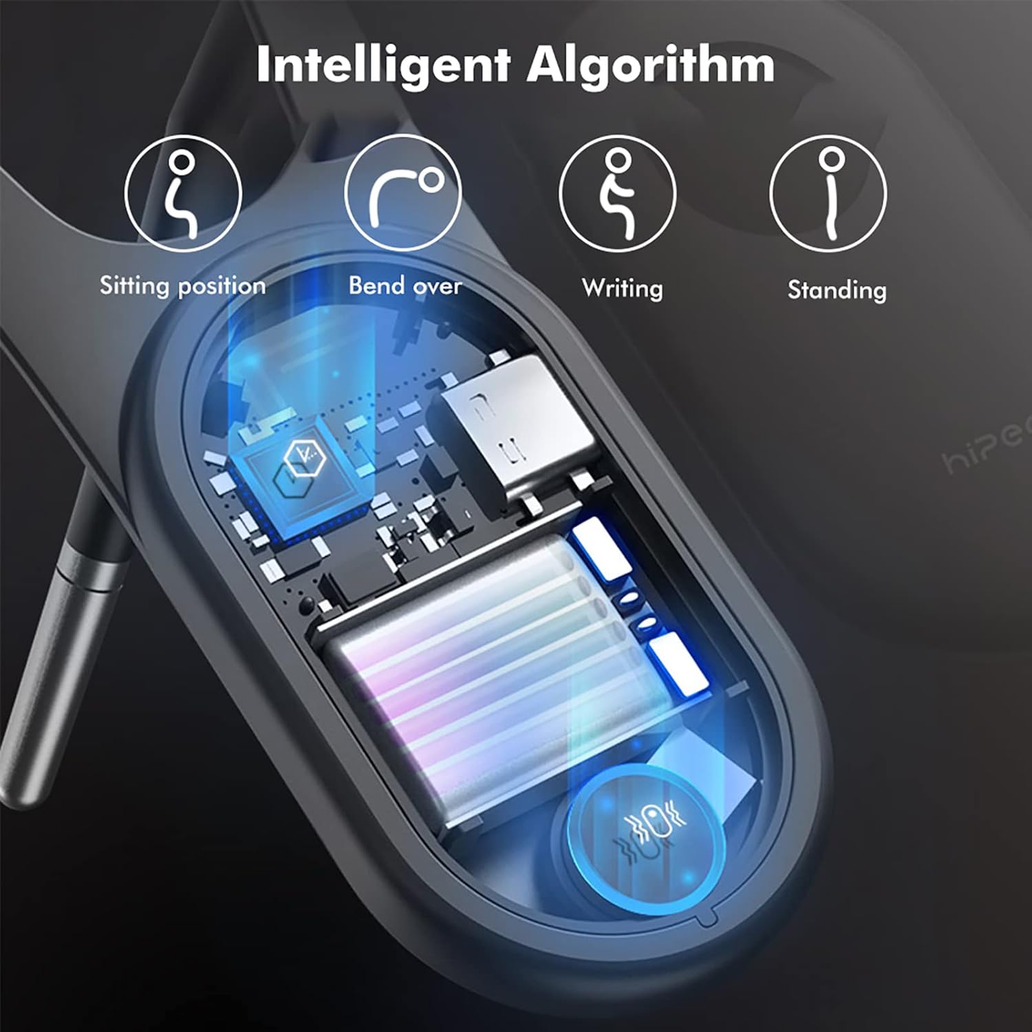 Scientific Real Time Intelligent Posture Correction Device Back Posture Training Monitoring Posture Corrector Straightener,Black