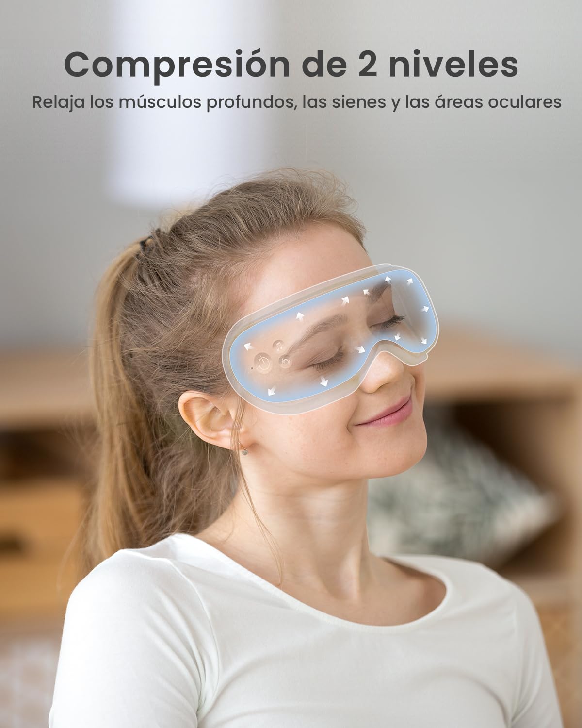 RENPHO Masajeador de ojos con control remoto y calor,Compresión de aire masajear ojos recargable para aliviar la tensión ocular Círculos oscuros Bolsas de ojos Mejorar el sueño regalo dia de la madre