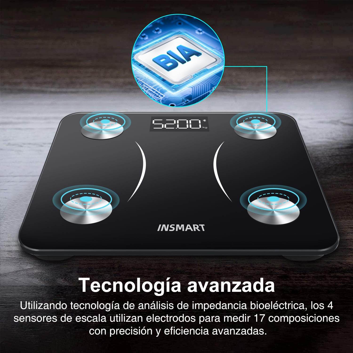 Bluetooth Body Fat Scale, INSMART Digital Bathroom Scale with Smart App, 13 Body Composition Monitors, for Android and iOS, 180 kg Black