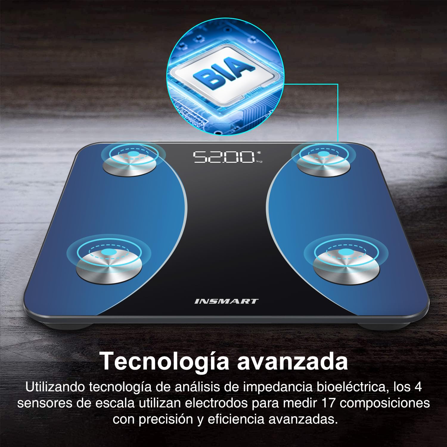 Bluetooth Body Fat Scale, INSMART Digital Bathroom Scale with Smart App, 13 Body Composition Monitors, for Android and iOS, 180 kg Black