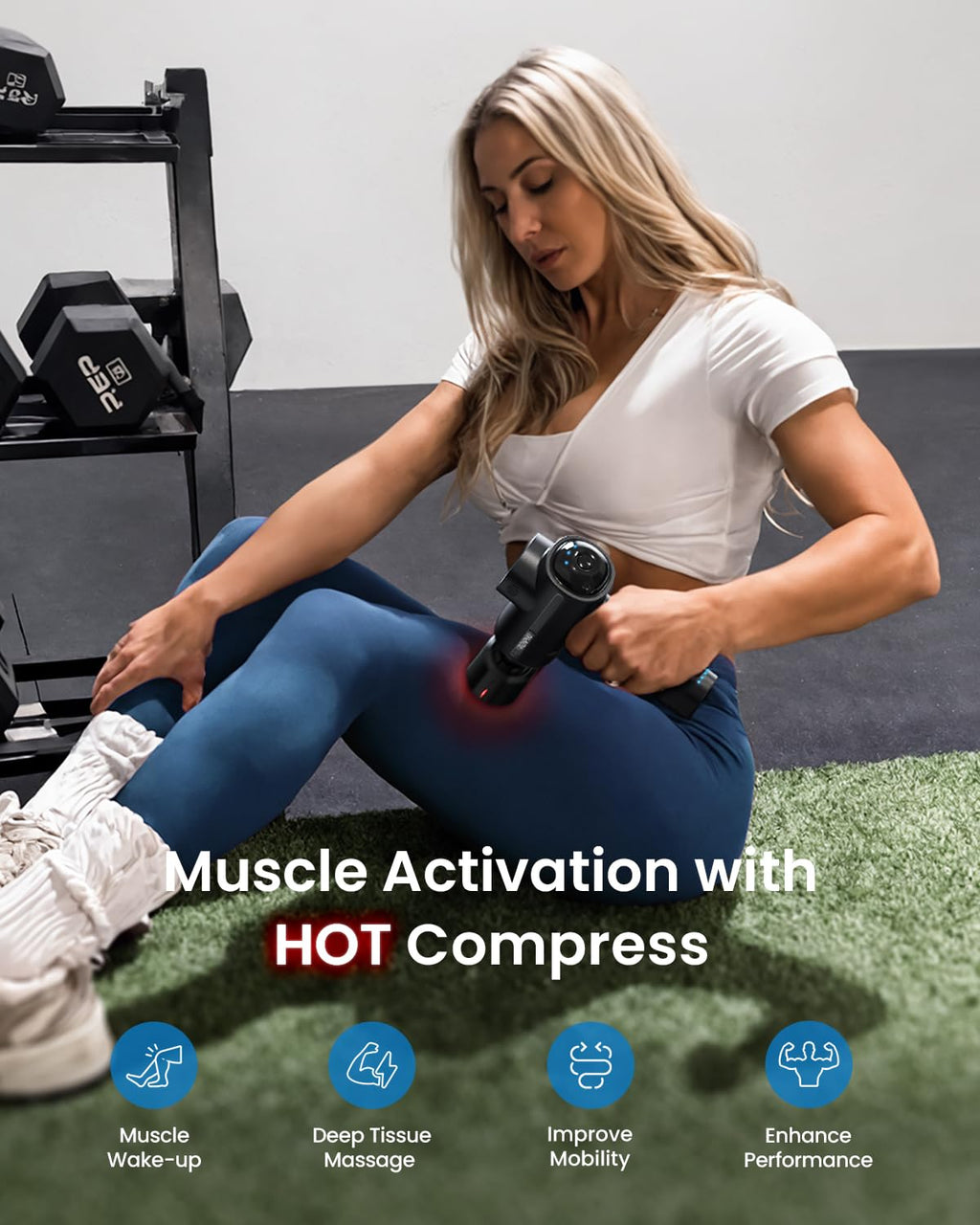 Muscle Massage Gun Heat and Cold RENPHO Massage Gun 3200RPM Deep Tissue Motor Massager Massage Gun Home Gym Full Body Muscle Relaxation