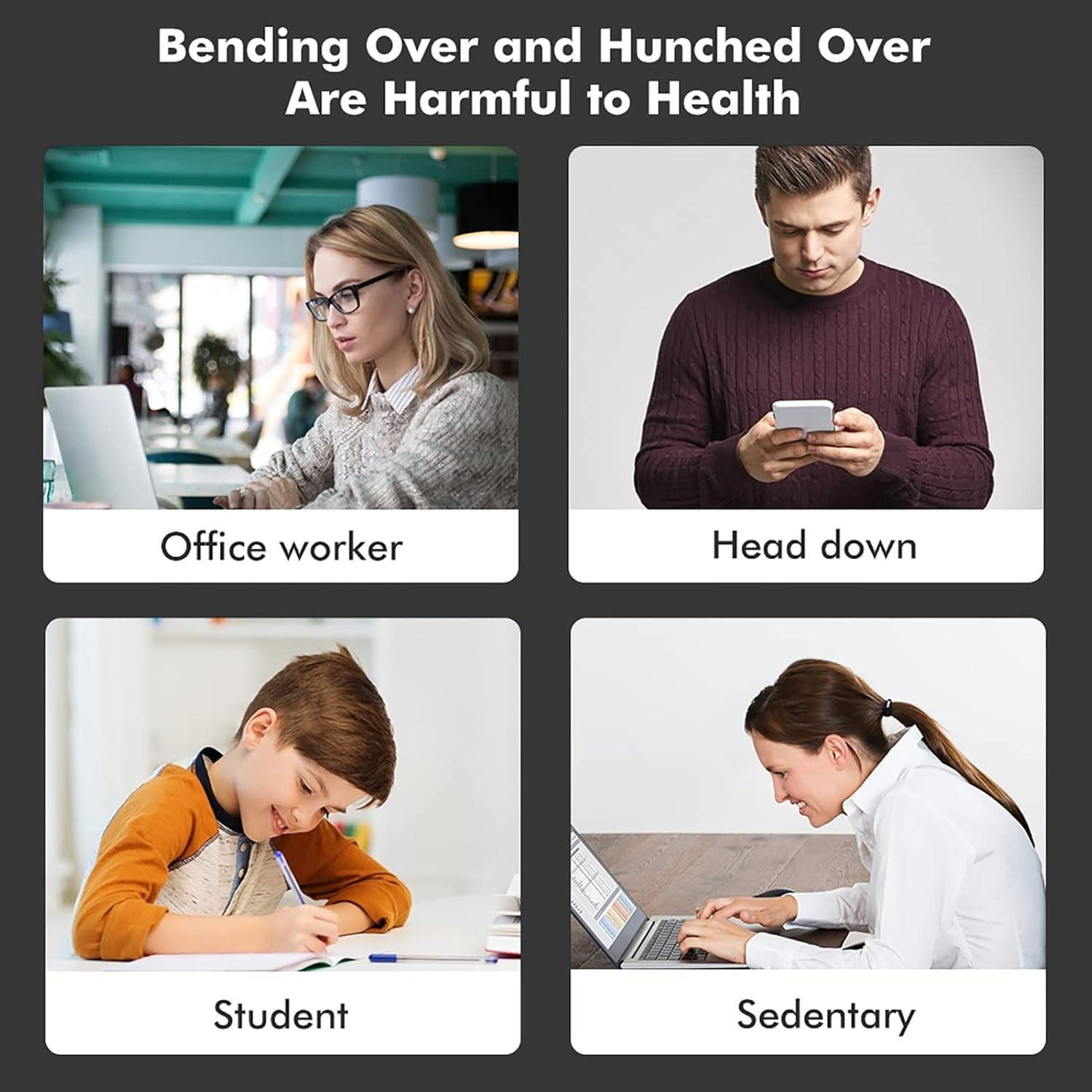 Scientific Real Time Intelligent Posture Correction Device Back Posture Training Monitoring Posture Corrector Straightener,Black