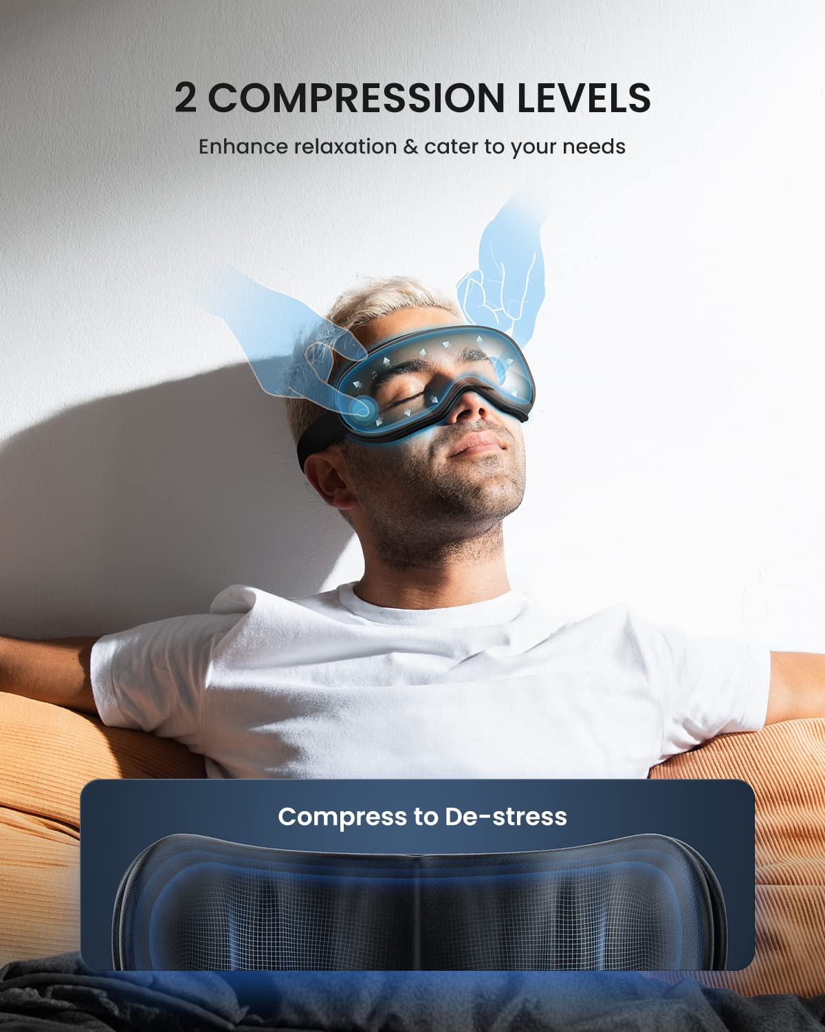 RENPHO Masajeador de ojos con control remoto y calor,Compresión de aire masajear ojos recargable para aliviar la tensión ocular Círculos oscuros Bolsas de ojos Mejorar el sueño regalo dia de la madre