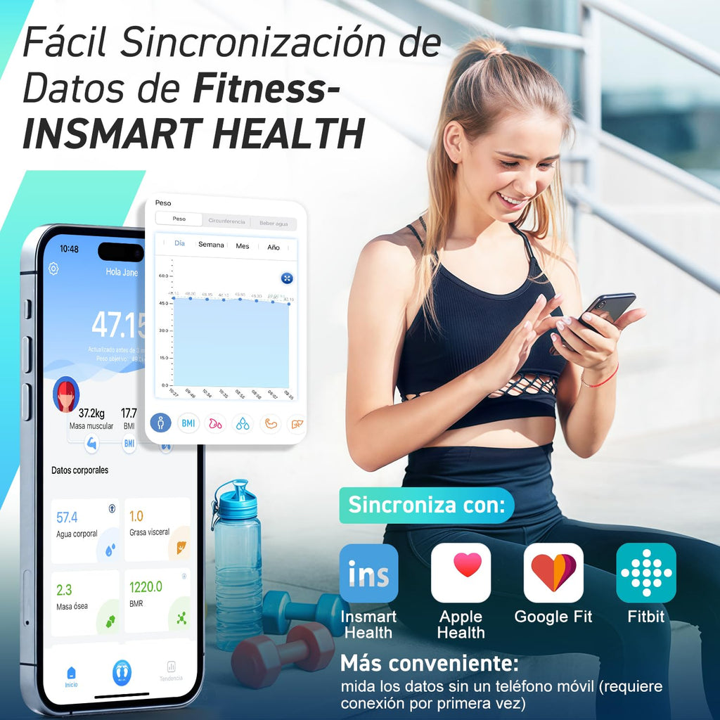 Bluetooth Body Fat Scale, INSMART Digital Bathroom Scale with Smart App, 13 Body Composition Monitors, for Android and iOS, 180 kg Black