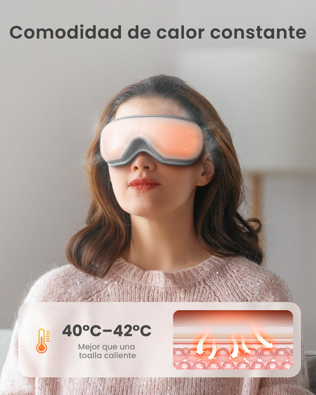 RENPHO Masajeador de ojos con control remoto y calor,Compresión de aire masajear ojos recargable para aliviar la tensión ocular Círculos oscuros Bolsas de ojos Mejorar el sueño regalo dia de la madre