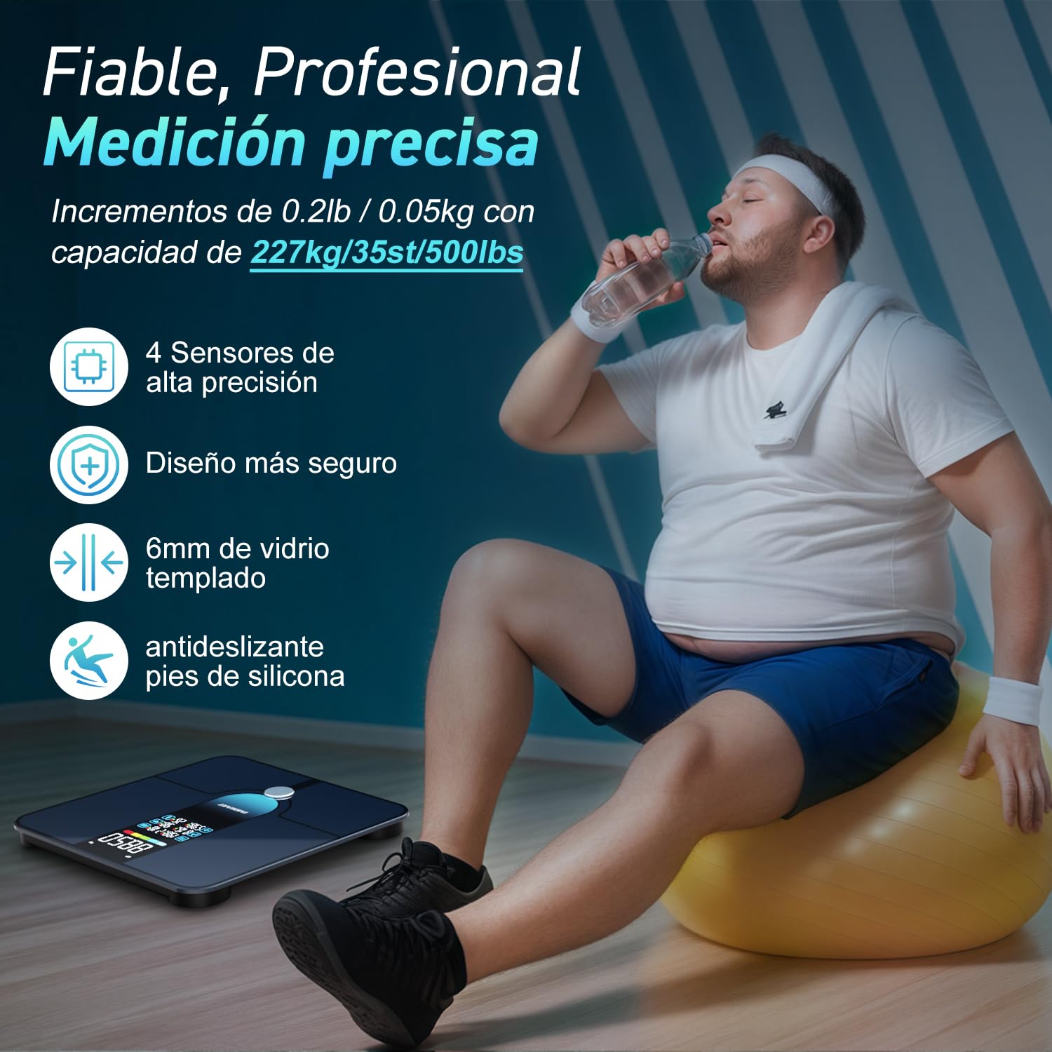 Bluetooth Body Fat Scale, INSMART Digital Bathroom Scale with Smart App, 13 Body Composition Monitors, for Android and iOS, 180 kg Black