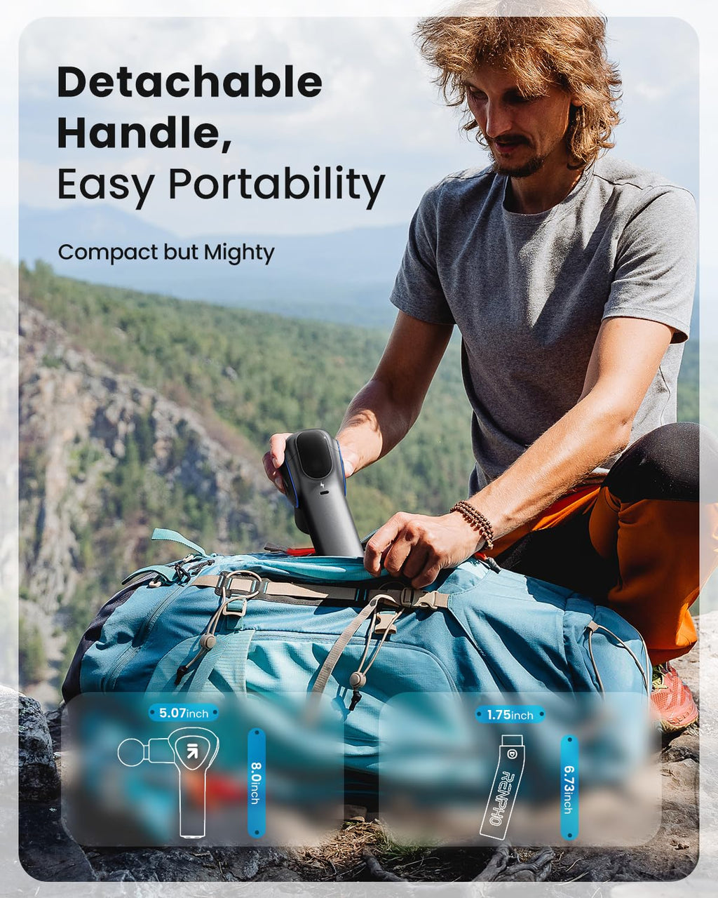 RENPHO Reach Massage Gun with Detachable Extendable Handle, Professional Massage Gun with LED Screen for Muscle Relaxation, Grey