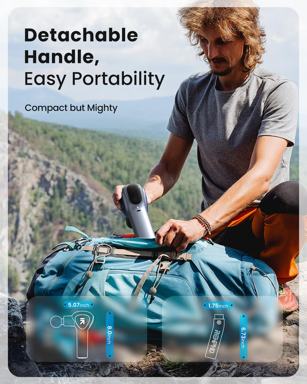 RENPHO Reach Massage Gun with Detachable Extendable Handle, Professional Massage Gun with LED Screen for Muscle Relaxation, Grey