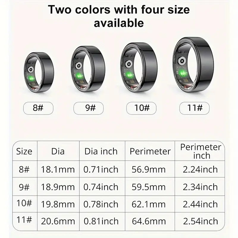 Smart Ring Fitness Tracker - Stainless Steel Workout Smart Ring